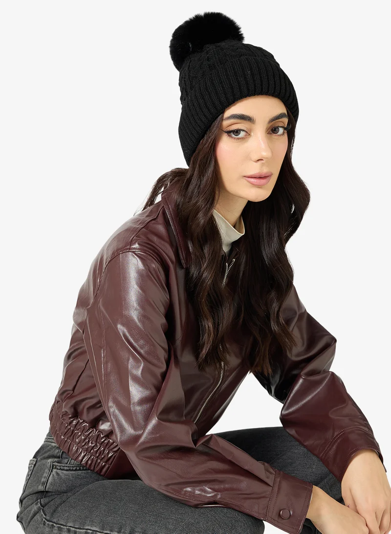 Ginger Knitted Textured Beanie