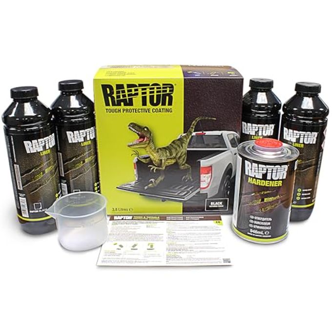 U-POl Raptor Black Urethane Spray-On Truck Bed Liner Kit, Protective Paint With Spray Gun, For Tailgates & Trucks, Vehicle Undercoating, 4 Litres - Image 2
