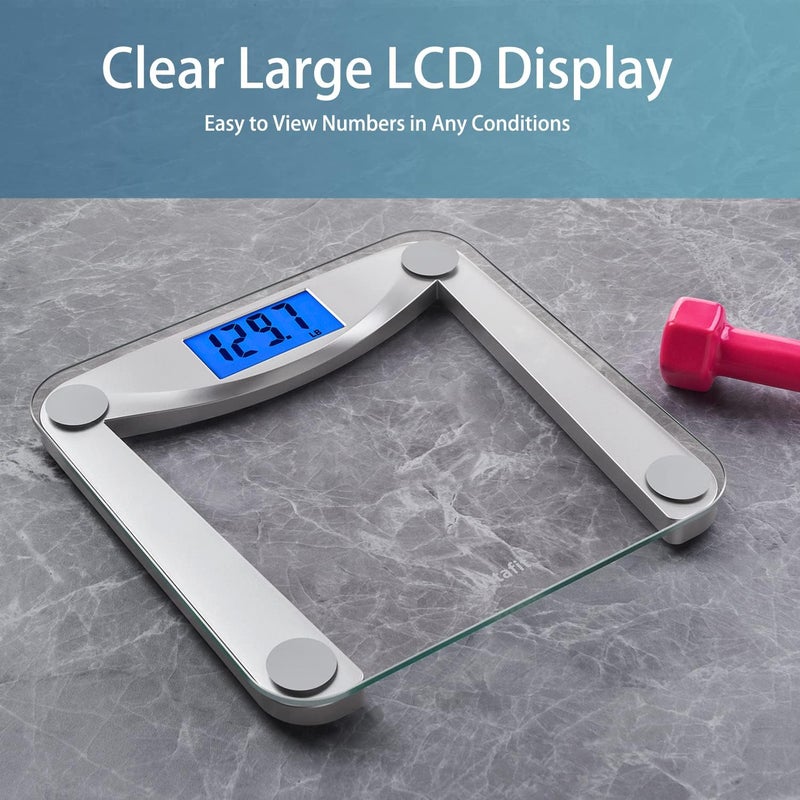 Vitafit Digital Body Weight Bathroom Scale Weighing Scale with Step-On Technology,Extra Large Blue Backlit Display and Batteries Included, 400 Pounds,Clear Glass - Image 3