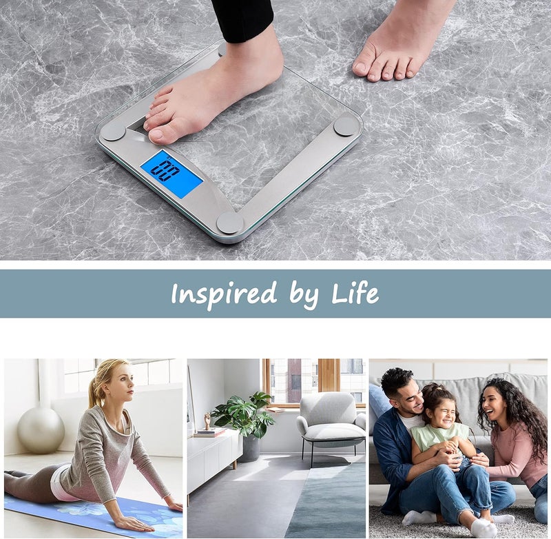 Vitafit Digital Body Weight Bathroom Scale Weighing Scale with Step-On Technology,Extra Large Blue Backlit Display and Batteries Included, 400 Pounds,Clear Glass - Image 5