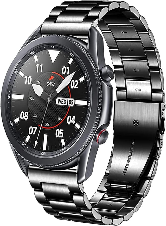 DEALELE Strap Compatible with Samsung Galaxy Watch 46mm / Galaxy Watch 3 45mm, 22mm Stainless Steel Metal Replacement Bands for Huawei Watch 4/4 Pro / 3/3 Pro / GT4 / GT3 46mm