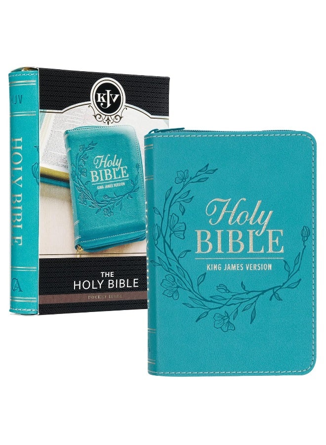KJV Bible Pocket Faux Leather Teal W/Zipper  - Image 1