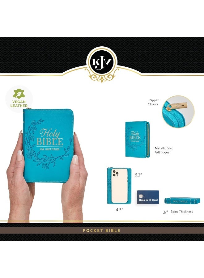 KJV Bible Pocket Faux Leather Teal W/Zipper  - Image 2