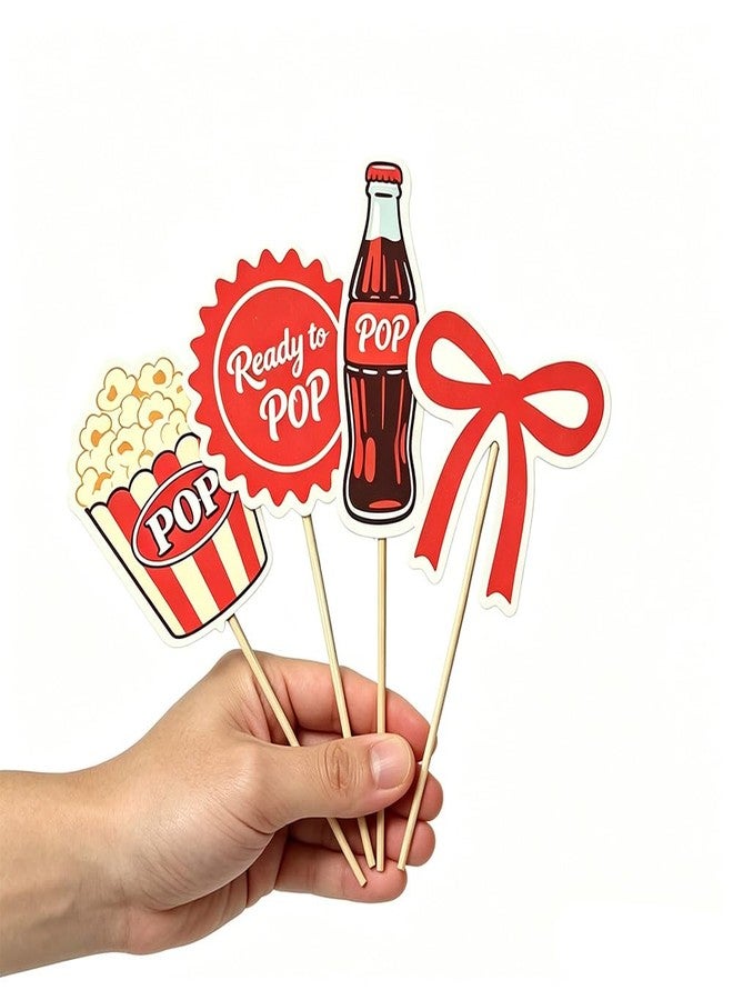 Nvbixi 24Pc She‘s Ready to Pop Cupcake Toppers,Little Soda Pop Cake Decoration,Baby Shower Decor Cake Pick,Red Glitter Baby Party Supplies - Image 5