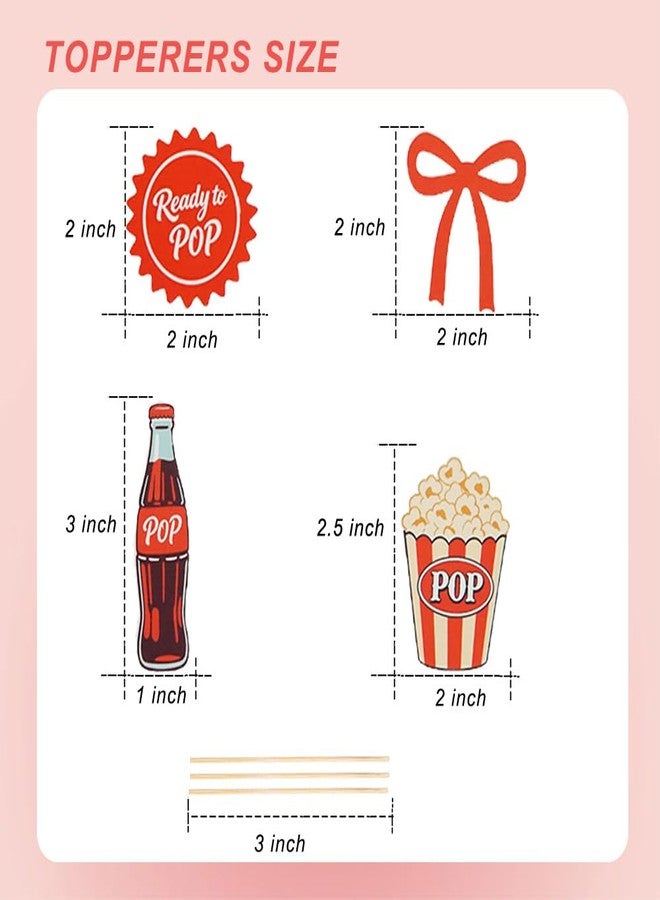 Nvbixi 24Pc She‘s Ready to Pop Cupcake Toppers,Little Soda Pop Cake Decoration,Baby Shower Decor Cake Pick,Red Glitter Baby Party Supplies - Image 3