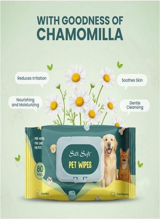 Silk Soft Pet Wipes | 160 Wipes (80 Pulls x 2 Packs) | Gentle Cleaning Wipes for Dogs & Cats | Deodorizing & Skin-Friendly Pet Grooming Wipes | Ideal for Paws, Fur, Face & Body - Image 4