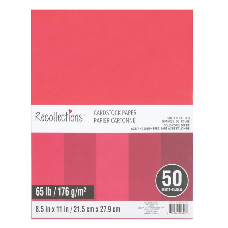 Recollections 50 Sheets Shades of Red 85 x 11 Cardstock Paper Acid and Lignin Free Paper for Scrapbooks Arts Crafts 1 Pack