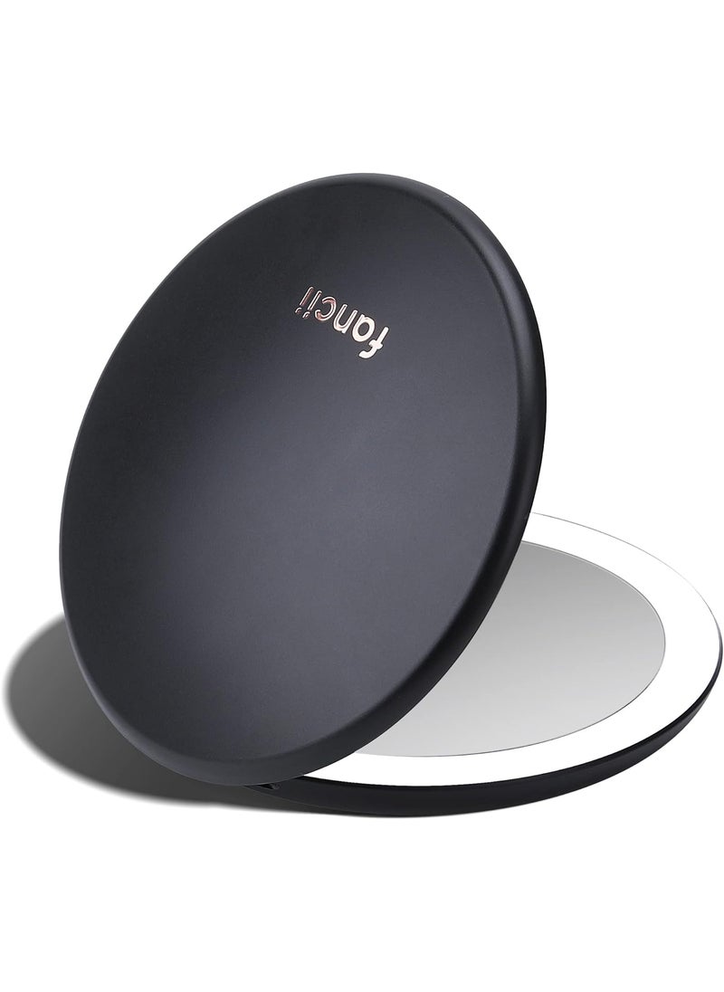 Fancii Fancii Taylor LED Lighted Travel Makeup Mirror Rechargeable with 10x1x Magnifying  3 Light Settings  Compact Portable Large 5 Wide Hand Mirror for Handbag and Purses Black  - Image 1