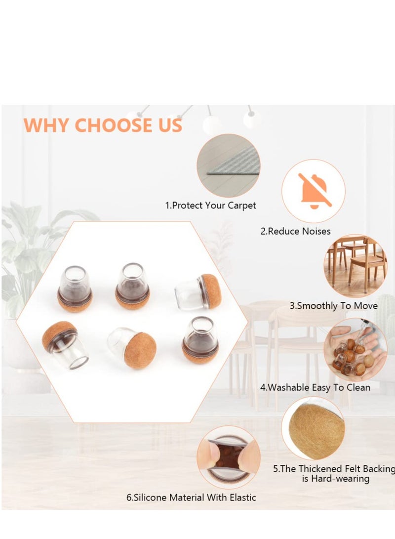 SYOSI 16 PCS Silicone Chair Leg Floor Protectors with Thickened Felt Round High Elastic Furniture Leg Protectors Chair Leg Caps for Protecting Hardwood Floors from Scratches and Noise - Image 3