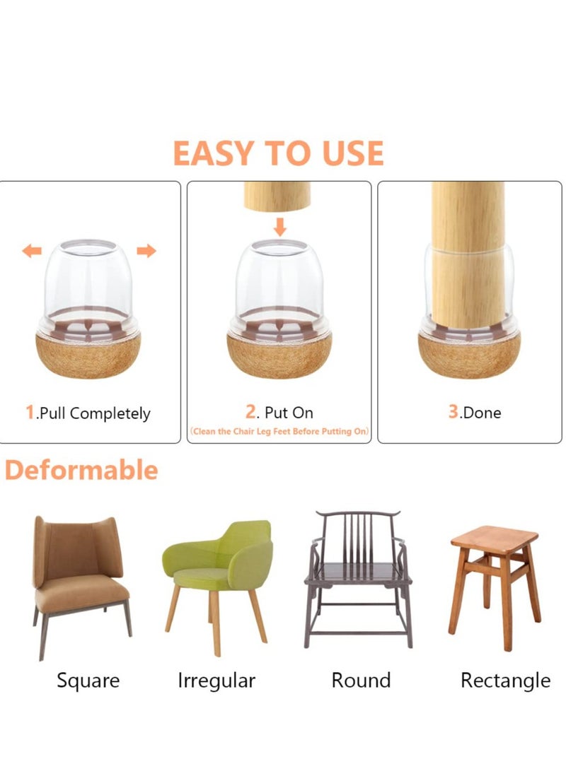 SYOSI 16 PCS Silicone Chair Leg Floor Protectors with Thickened Felt Round High Elastic Furniture Leg Protectors Chair Leg Caps for Protecting Hardwood Floors from Scratches and Noise - Image 4