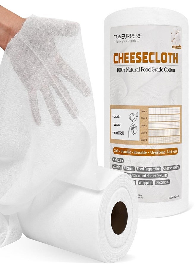 Tomeurperf 1 Roll Cheese Cloth for Straining 100% Natural Cotton Reusable Cheese Cloths for Cooking, Bleached Cheesecloth Table Runner for Wedding, Decoration, Polishing, Straining(1x30 Yard, Grade 100) - Image 1