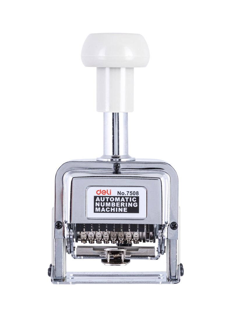 Deli Deli E7508 8-Digit Auto Numbering Machine – White (95x75x167mm) | Plastic + Metal | Clear Stamp for Documents, Invoices, Logs | 1PC/Color Box  - Image 1