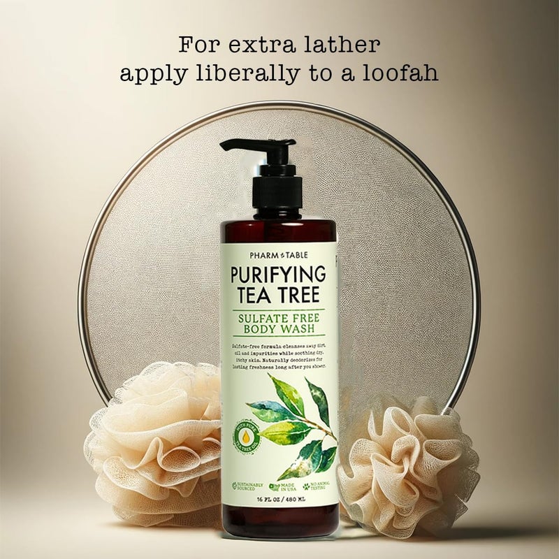 Pharm to Table Soothing Tea Tree Body Wash SulfateFree Shower Gel Nourishing Hydration Soothes Dry Itchy Skin Infused with Tea Tree oil Mint Vitamin E Aloe 162oz - Image 2