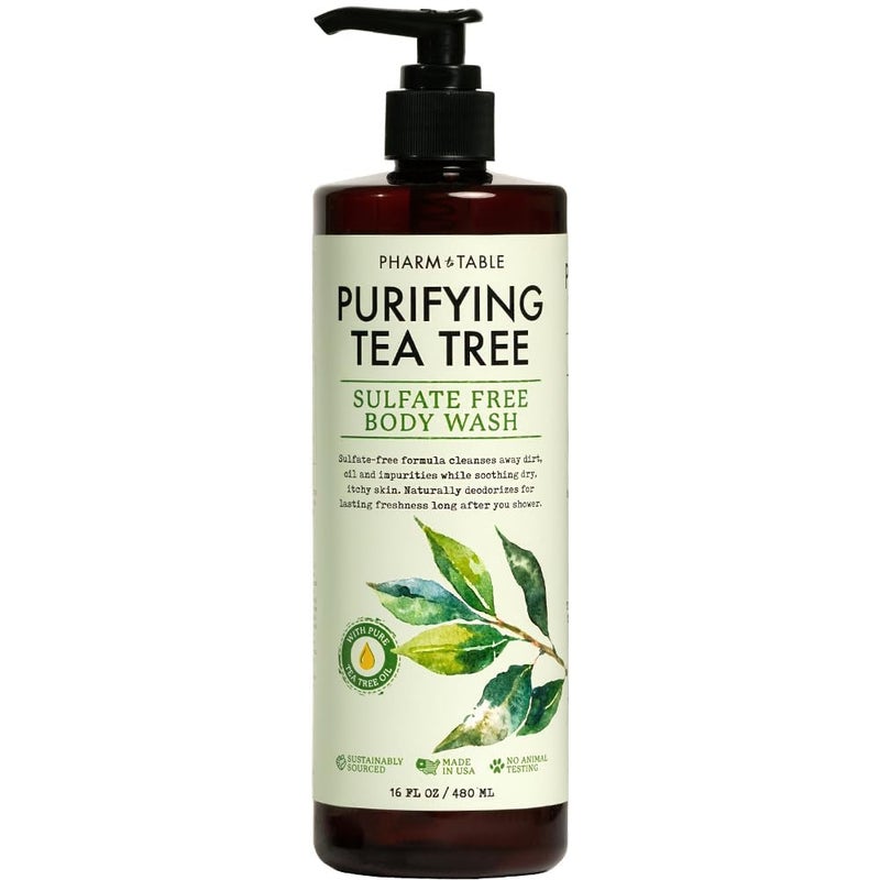Pharm to Table Soothing Tea Tree Body Wash SulfateFree Shower Gel Nourishing Hydration Soothes Dry Itchy Skin Infused with Tea Tree oil Mint Vitamin E Aloe 162oz - Image 1