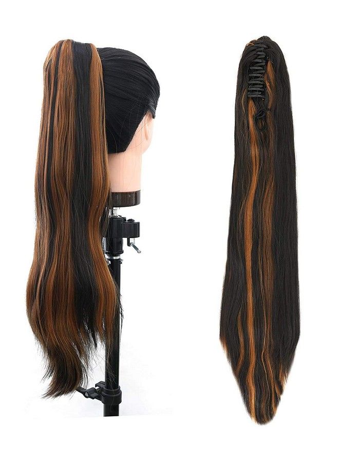 Paradise Straight Clutcher Ponytail Hair Extensions For Women And Girls 150Gram Pack Of 1Pc (Golden Highlights)  - Image 2