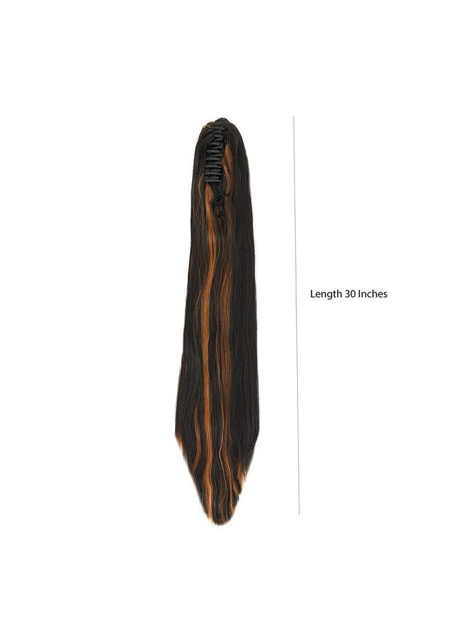 Paradise Straight Clutcher Ponytail Hair Extensions For Women And Girls 150Gram Pack Of 1Pc (Golden Highlights)  - Image 3