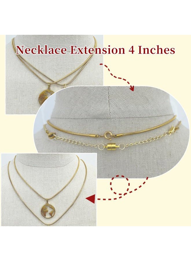 Qulltk Magnetic Necklace Extender Silver and 14K Gold Adjustable Chain Extenders for Necklaces,Magnetic Necklace Clasps and Closures with Extender Chains - Image 4