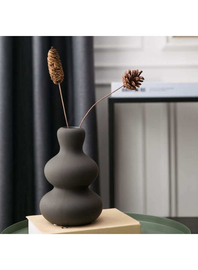 Tenforie Flower Vase Ceramic Vases for Decor, Flower Vase for Home Decor Living Room, Home, Office, Centerpiece,Table and Wedding Dark Grey - Image 2