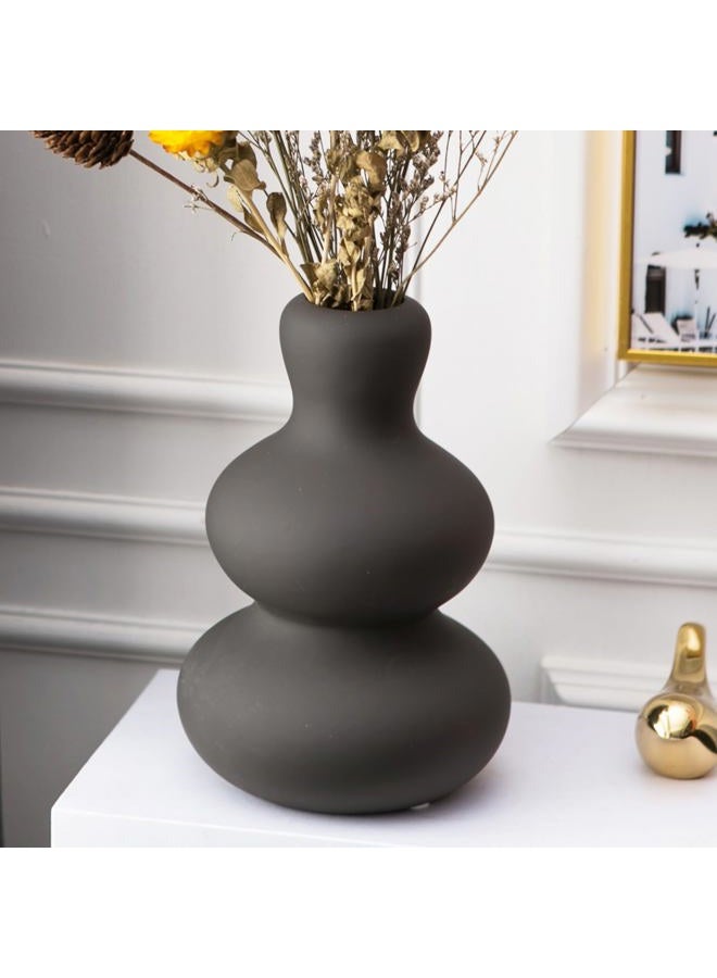Tenforie Flower Vase Ceramic Vases for Decor, Flower Vase for Home Decor Living Room, Home, Office, Centerpiece,Table and Wedding Dark Grey - Image 1