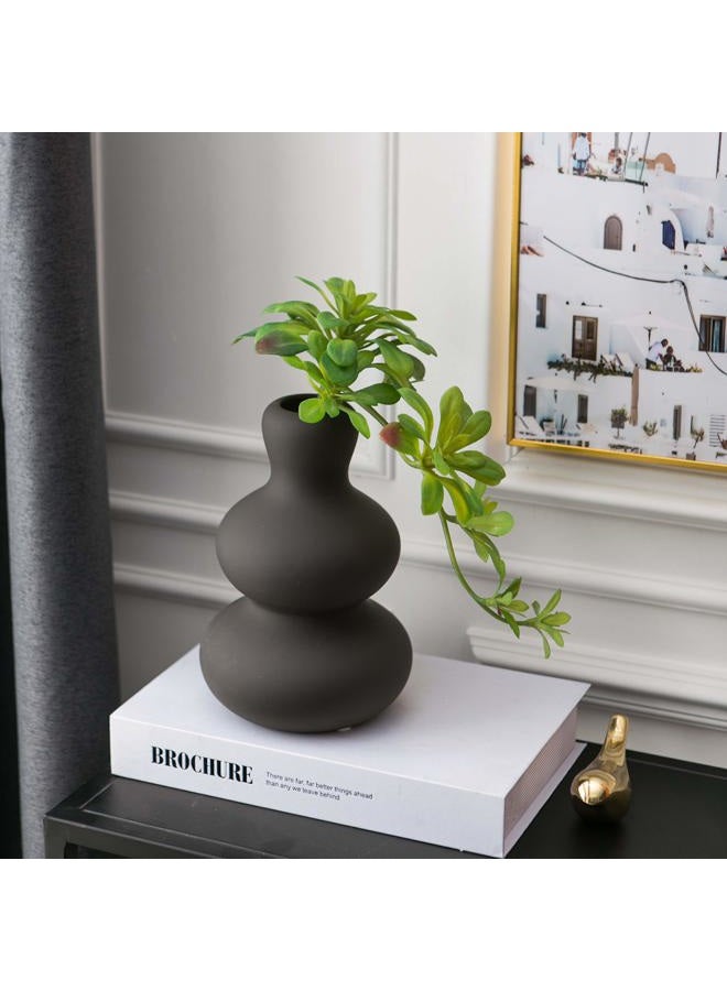 Tenforie Flower Vase Ceramic Vases for Decor, Flower Vase for Home Decor Living Room, Home, Office, Centerpiece,Table and Wedding Dark Grey - Image 3
