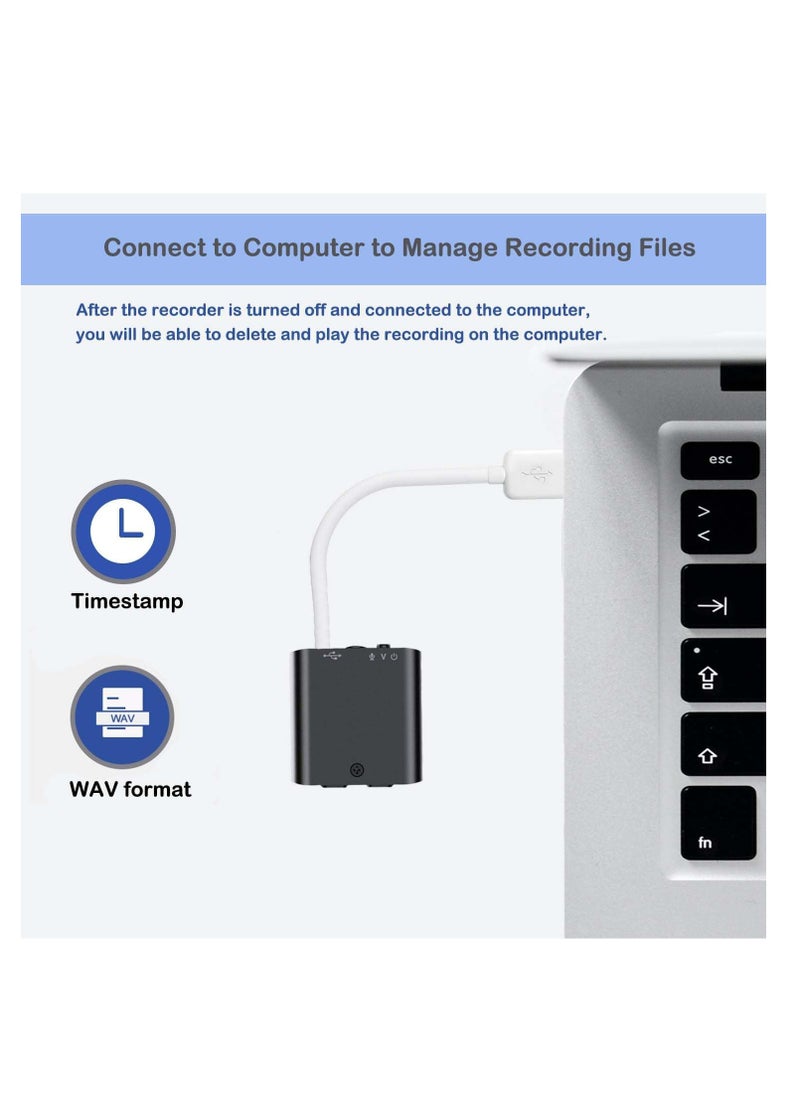 AMBERJACK Voice Recorder with Magnet Voice Activation 16GB Mini Audio Recorder USB Rechargeable Sound Recorder for Meetings Interviews Lessons  - Image 3