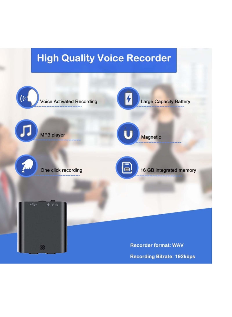 AMBERJACK Voice Recorder with Magnet Voice Activation 16GB Mini Audio Recorder USB Rechargeable Sound Recorder for Meetings Interviews Lessons  - Image 5