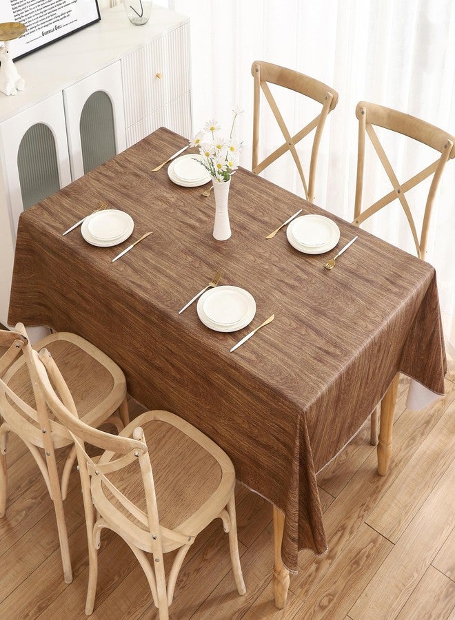 Walrus Heavy Duty Vinyl Tablecloth with Flannel Backing Waterproof Oil-Proof Plastic Table Cloth Stain-Resistant Wipeable Rectangle or Square Table Cover for Indoor and Outdoor (Wood, 54X54 Inch) - Image 2