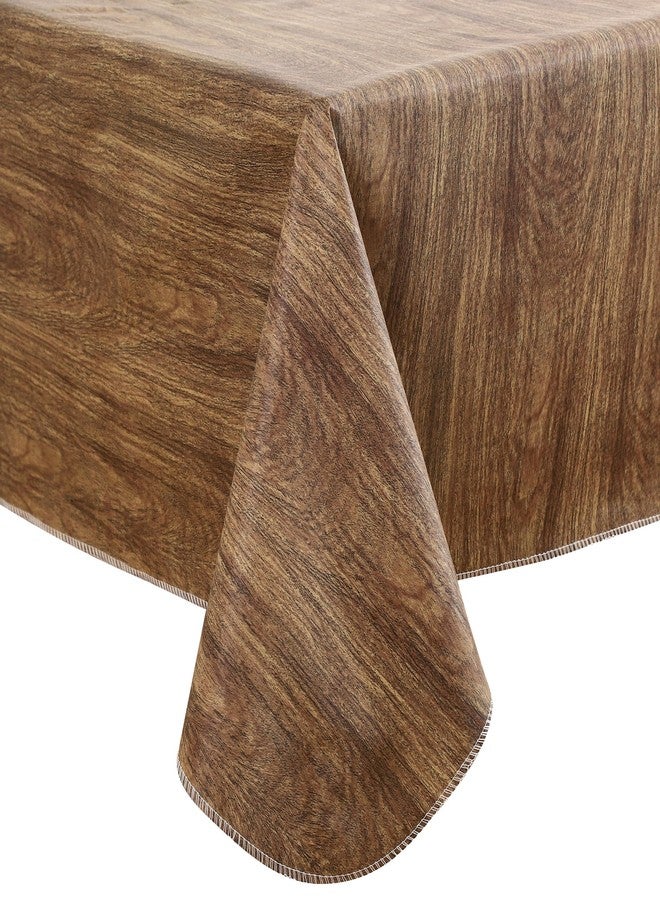 Walrus Heavy Duty Vinyl Tablecloth with Flannel Backing Waterproof Oil-Proof Plastic Table Cloth Stain-Resistant Wipeable Rectangle or Square Table Cover for Indoor and Outdoor (Wood, 54X54 Inch) - Image 1