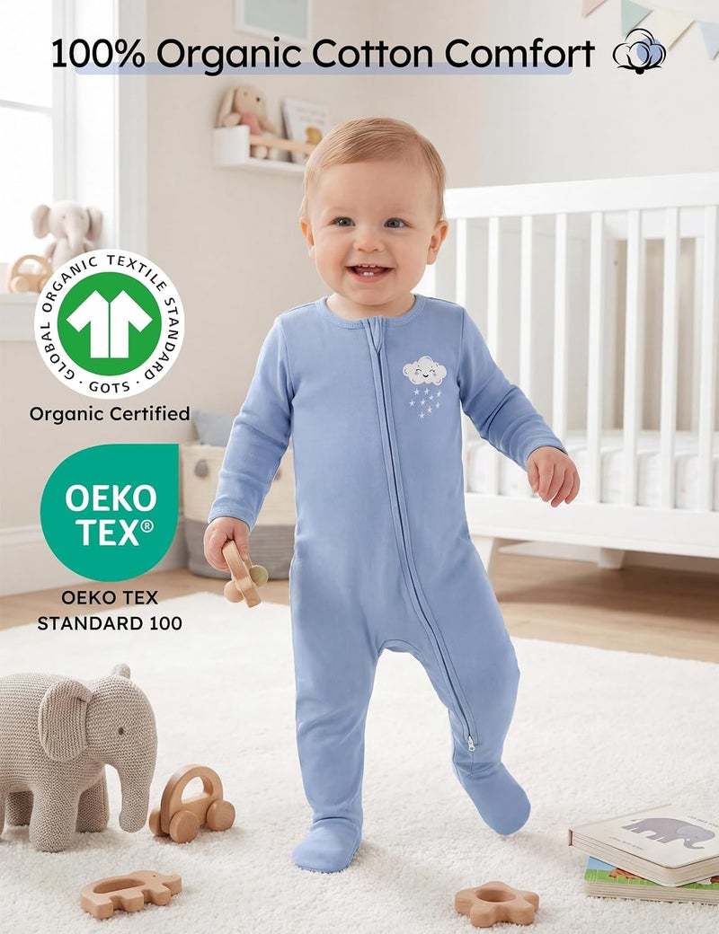 Yoofoss Baby Pajamas 100% Organic Cotton Baby Sleepers for Newborn 0-3 3-6 6-9 Months Boys Girl Clothes 3pcs Footed PJs - Image 2