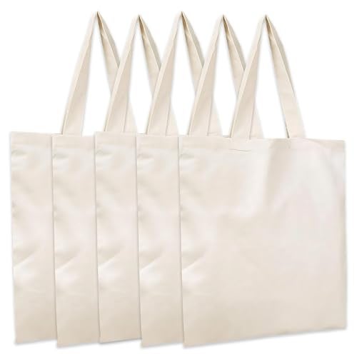 Metsi Reusable Canvas Cotton Tote Bag, 15x16, 11" Drop Handle, 100% Natural Cotton Tote Bag, Eco-Friendly, Durable, Washable Cloth Tote for Shopping, Book, Travel & Everyday Use, Pack of 2 - Image 4