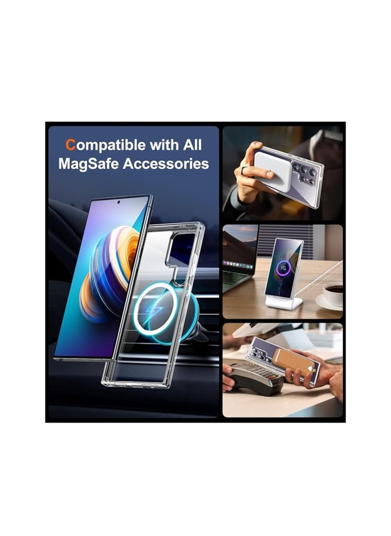 كيس حافظة فائقة الوضوح لهاتف Samsung S24، متوافقة مع Mag-Safe، غطاء هاتف رقيق وشفاف مضاد للأصفر لهاتف Samsung Galaxy S24 Ultra، شديد التحمل مقاوم للصدمات (شفاف)  - Image 4