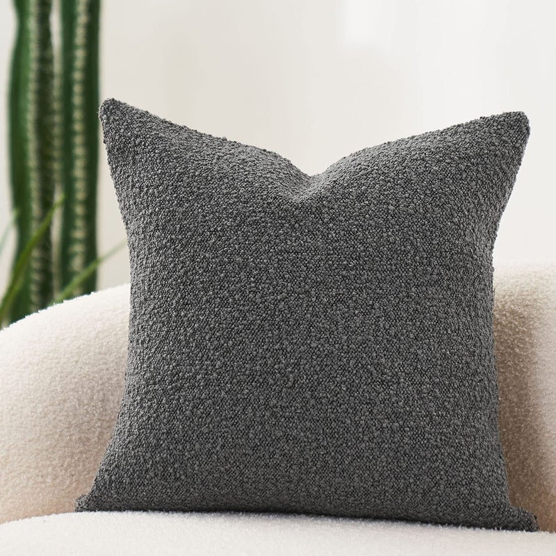 DOMVITUS Boucle Pillow Covers 20x20 Luxury Throw Pillow Covers Decorative Pillows for Bed Sofa Pillows for Living Room Accent Couch Pillows Soft Cushion Case 1PC Graphite Grey