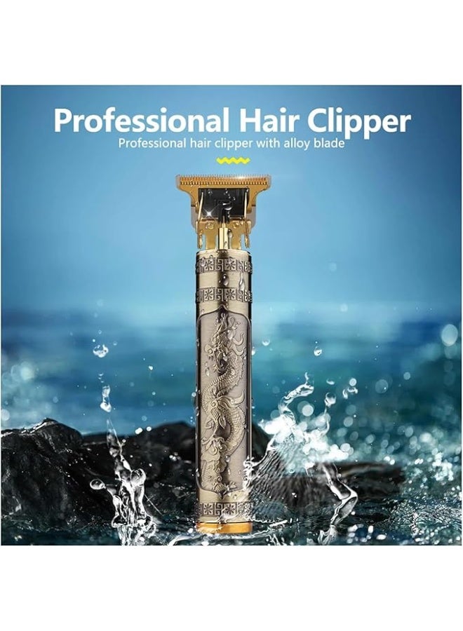 ماكينة حلاقة شعر قابلة لإعادة الشحن Dragon Phoenix، قلم حلاقة احترافي لرأس الزيت الرجعي، طقم تجفيف شعر لاسلكي، شفرة من الفولاذ المقاوم للصدأ، مقاومة للماء، ضروري للحلاقة في المنزل ومحل الحلاقة ولحلق الرأس - Image 3