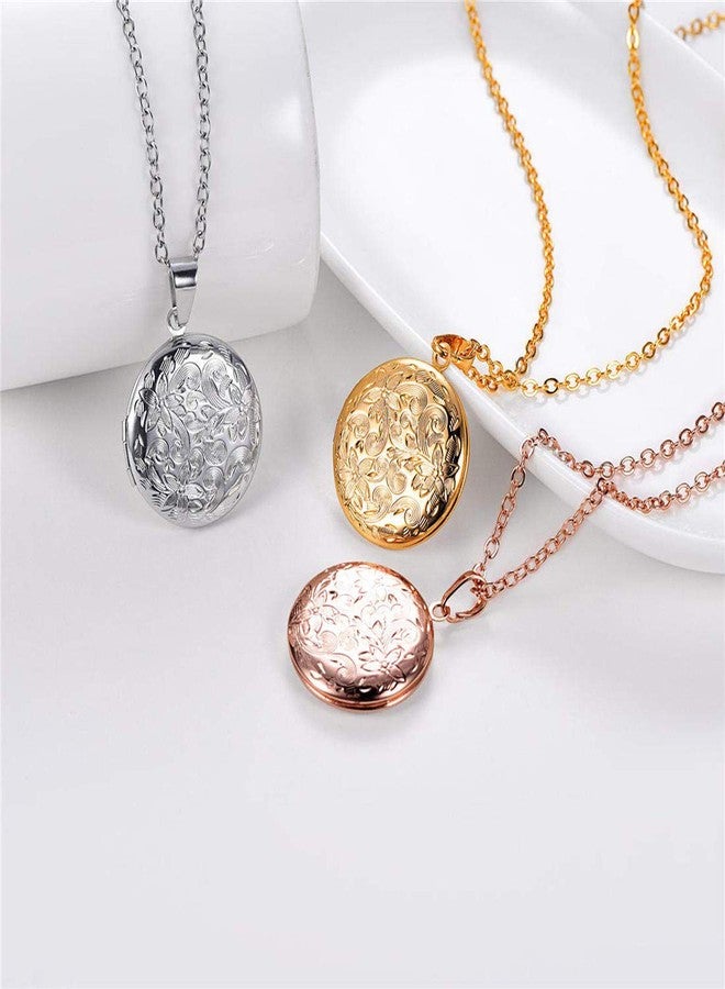YOUFENG Locket Necklace that Holds Pictures Flower Lockets Necklaces Pendant Birthday Gifts Jewelry Gold-plated Round - Image 4