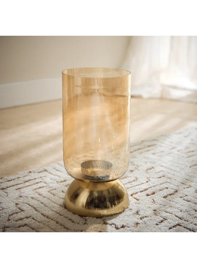 هوم بوكس حامل شموع زجاجي لامع أكورد مع قاعدة معدنية - ١٥١٥٢٩.٥ سم
