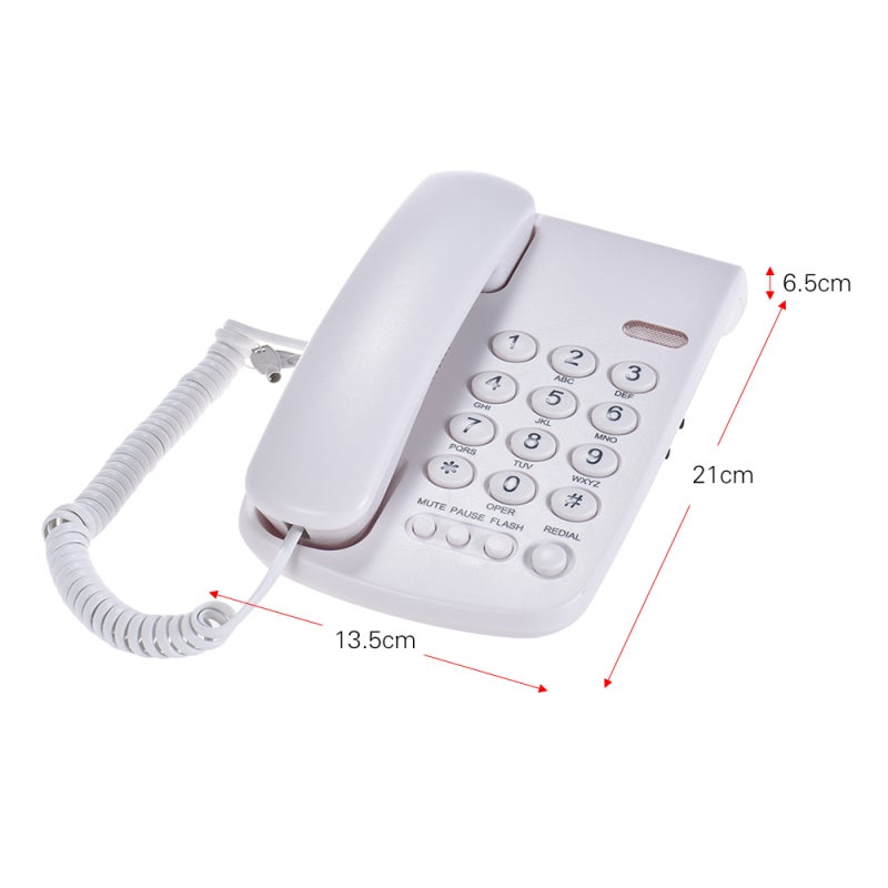 Portable Corded Telephone: White ABS Material, Battery-free Energy-saving - Mute Pause Flash Redial Functions, Wall Mountable Telephone for Home Office Desktop Use - Image 2