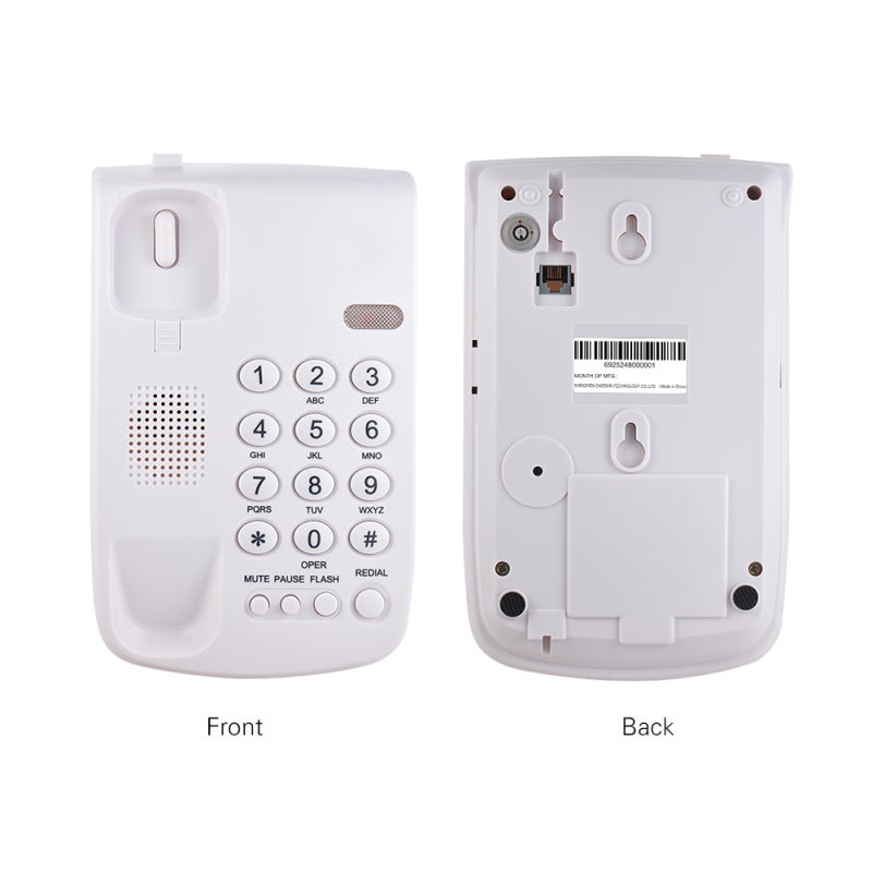 Portable Corded Telephone: White ABS Material, Battery-free Energy-saving - Mute Pause Flash Redial Functions, Wall Mountable Telephone for Home Office Desktop Use - Image 3