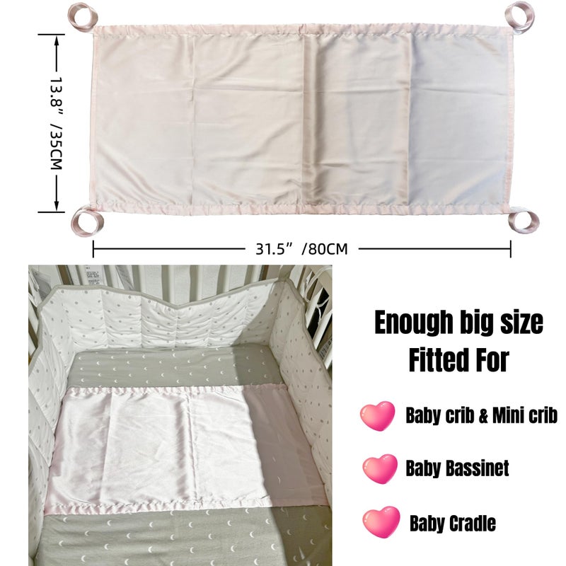 AKISS Satin Crib Sheet Pillow Cover Silk Bassinet Cradle Slip Reversible Use for Baby Girls Boys (Prism Pink & Light Grey) - Image 2