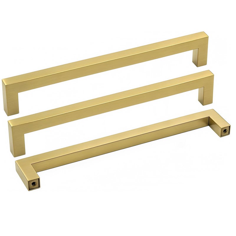 goldenwarm Brass Kitchen Cabinet Hardware Gold Drawer Pulls 10 Pack LSJ12GD192 Square Cupboard Bathroom Door Handles Brushed Brass Pulls for Cabinets 712in Center to Center