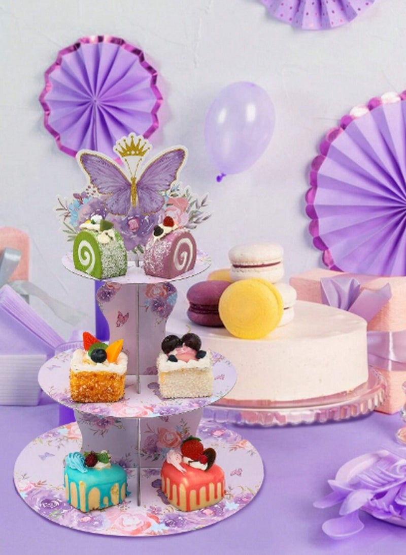 3-Tier Butterfly Cake Stand – Elegant Display for Desserts & Pastries with Floral Design  - Image 4