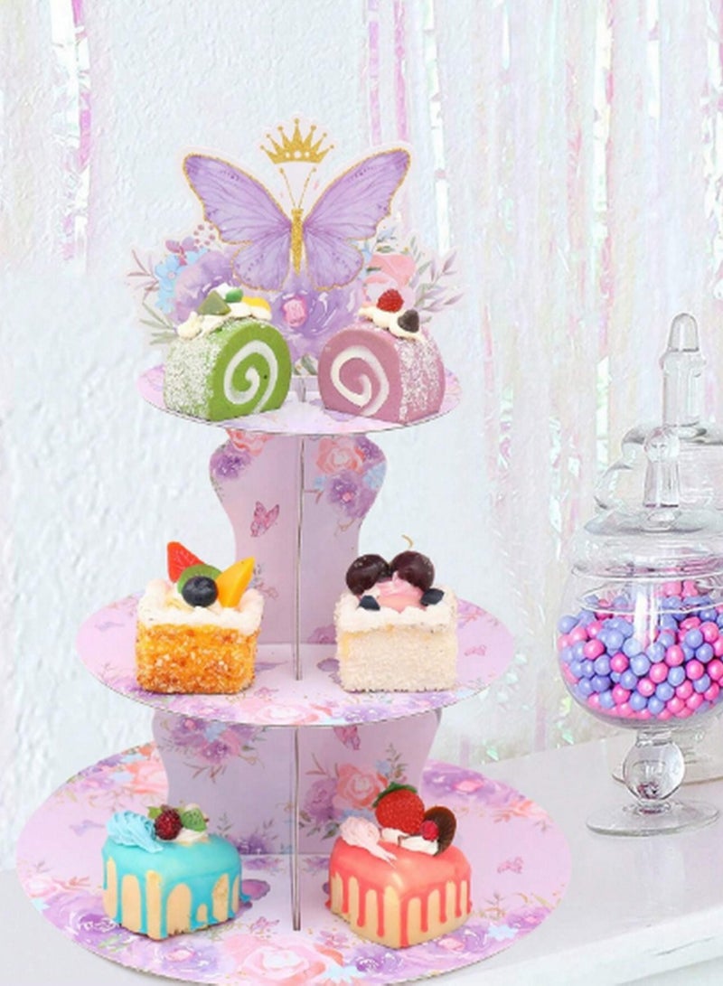 3-Tier Butterfly Cake Stand – Elegant Display for Desserts & Pastries with Floral Design  - Image 5