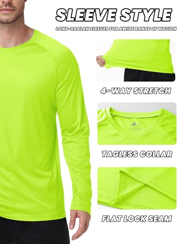 ZITY 7 Pack Mens Neon Long Sleeve Sun Protection Shirt Moisture Wicking Active Crew Neck T Shirts Running Gym Workout Tops - Image 4