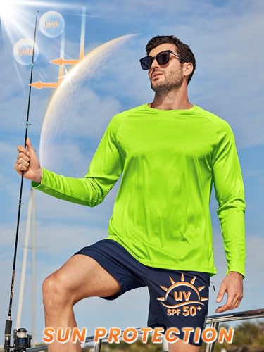 ZITY 7 Pack Mens Neon Long Sleeve Sun Protection Shirt Moisture Wicking Active Crew Neck T Shirts Running Gym Workout Tops - Image 2
