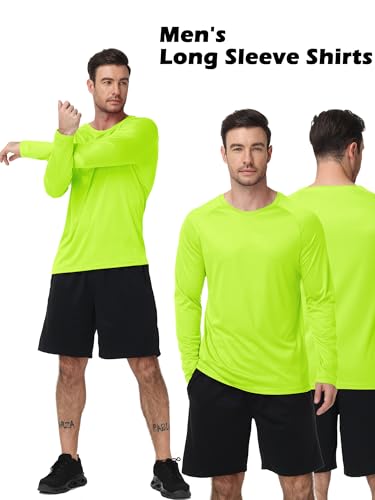 ZITY 7 Pack Mens Neon Long Sleeve Sun Protection Shirt Moisture Wicking Active Crew Neck T Shirts Running Gym Workout Tops - Image 3