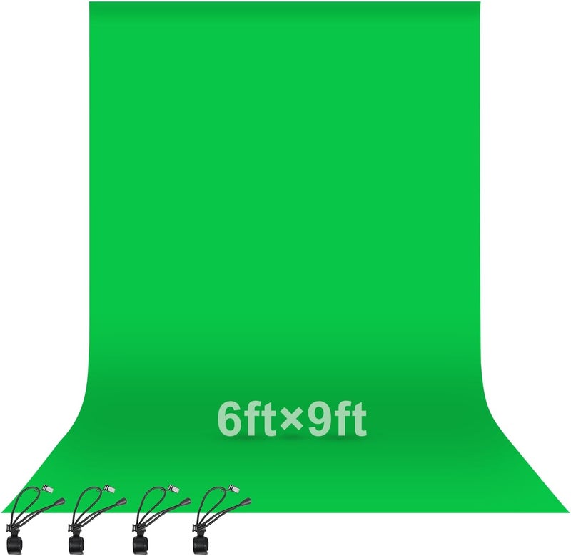 EMART Easy assemble 6x9ft/1.8x2.8m Green Screen, Chroma-Key Greenscreen Cloth Photography Background Photo Backdrop Sheet for Video Studio, Photoshoot, Live Streaming, Zoom, 4 Backdrop Clips Included Cross product combo compatible - Image 1