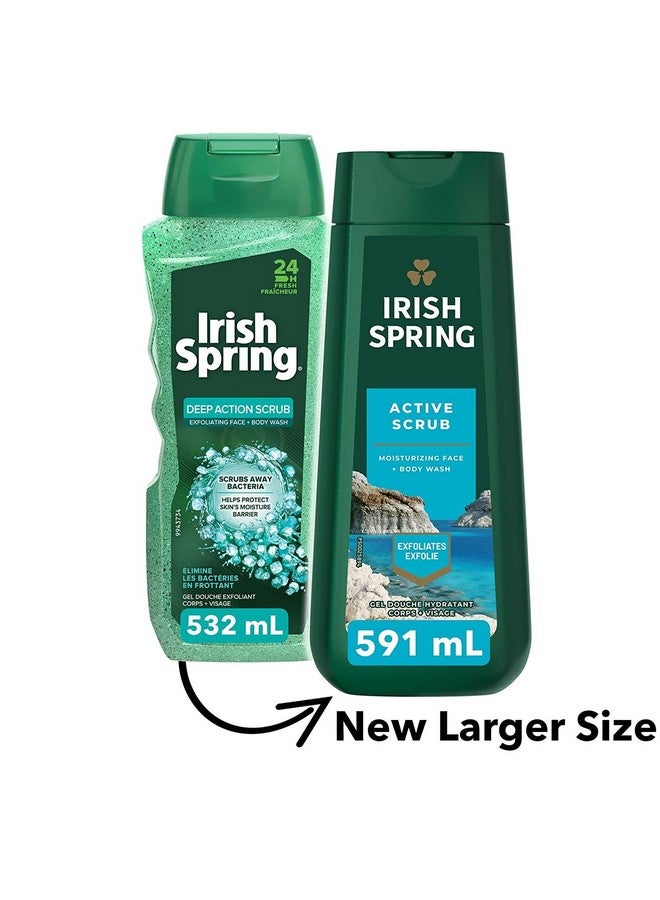Irish Spring Mens Body Wash Active Scrub Exfoliating Body Wash Exfoliates Cleans Body Hands And Face Made With Biodegradable Cleansing Ingredients 20 Oz 591 Ml (Product Of Usa) - Image 2
