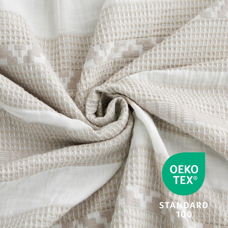 Bedsure Waffle Weave Duvet Cover Queen - 100% Cotton Boho Duvet Cover with 2 Pillowcases - Linen Color Textured Comforter Cover with Zipper Closure (Queen, 90"x90") - Image 3