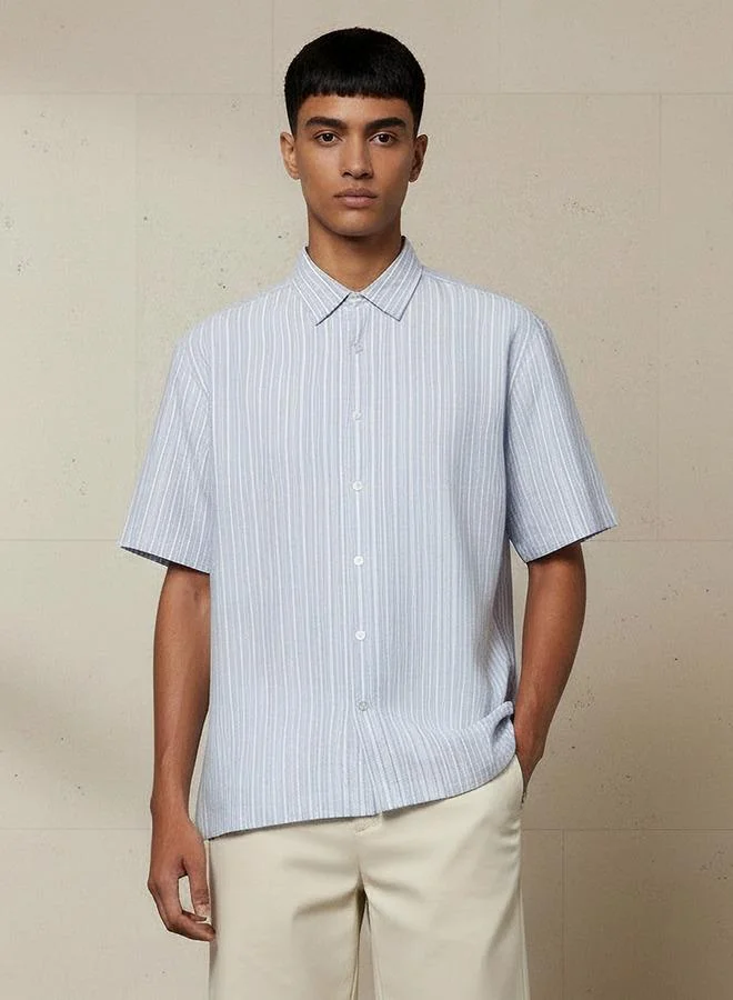 Splash FAV Men Regular Fit Collared Striped Short Sleeves Shirt