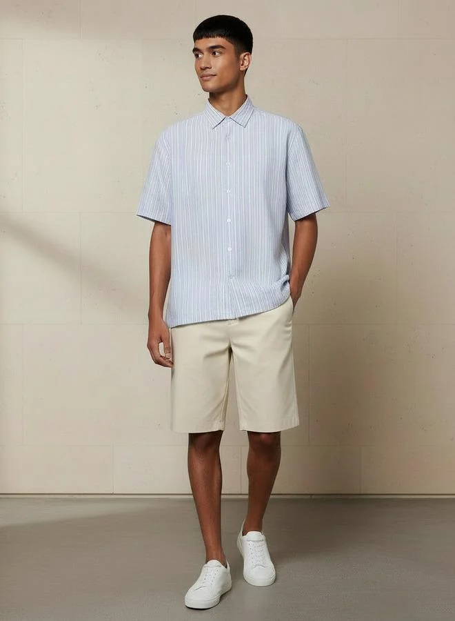 Splash FAV Men Regular Fit Collared Striped Short Sleeves Shirt