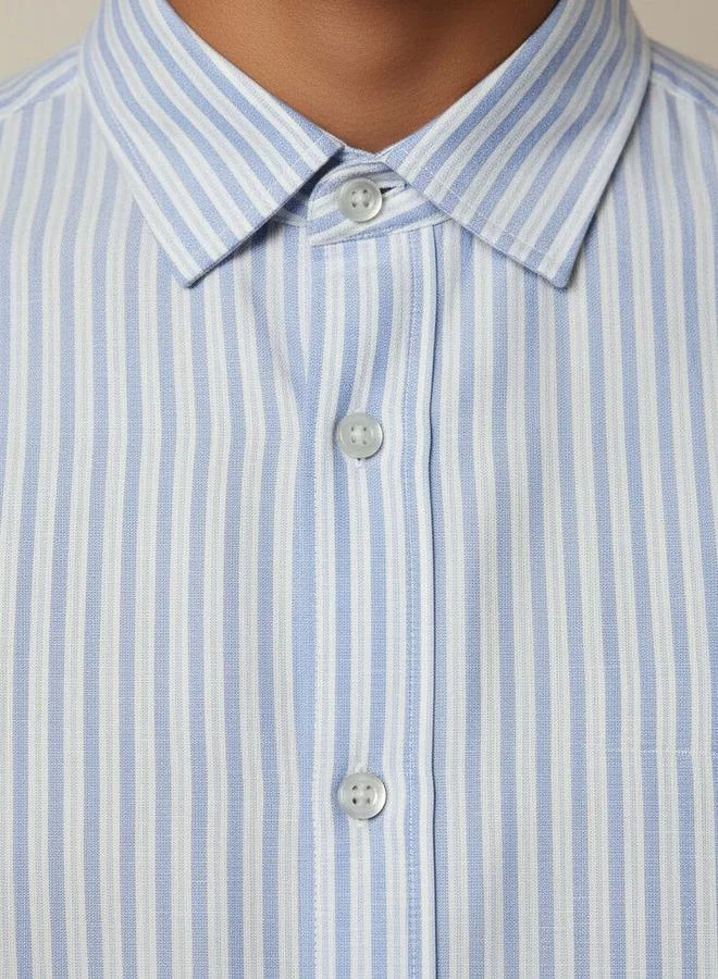 Splash FAV  Men Regular Fit Collared Striped Short Sleeves Shirt for Men | Best Price UAE